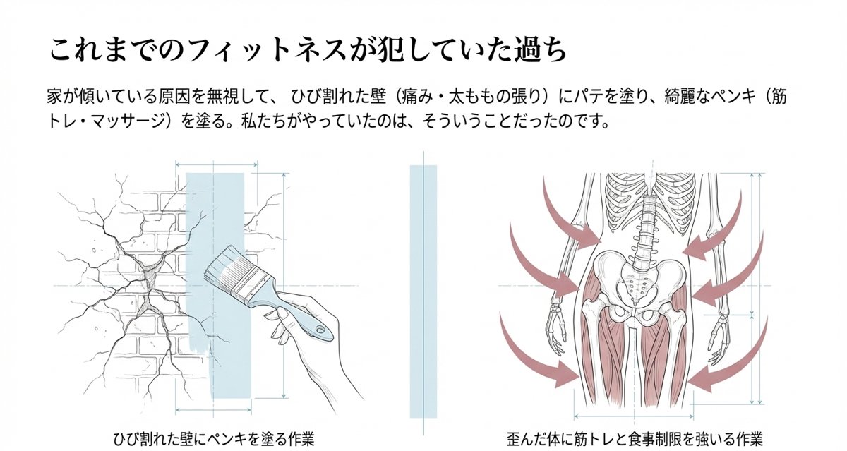 ひび割れた壁にペンキを塗るように、歪んだ体に筋トレと食事制限を強いる作業