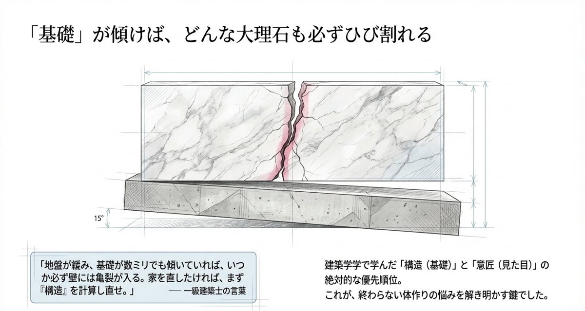 基礎が傾けば大理石もひび割れるという比喩
